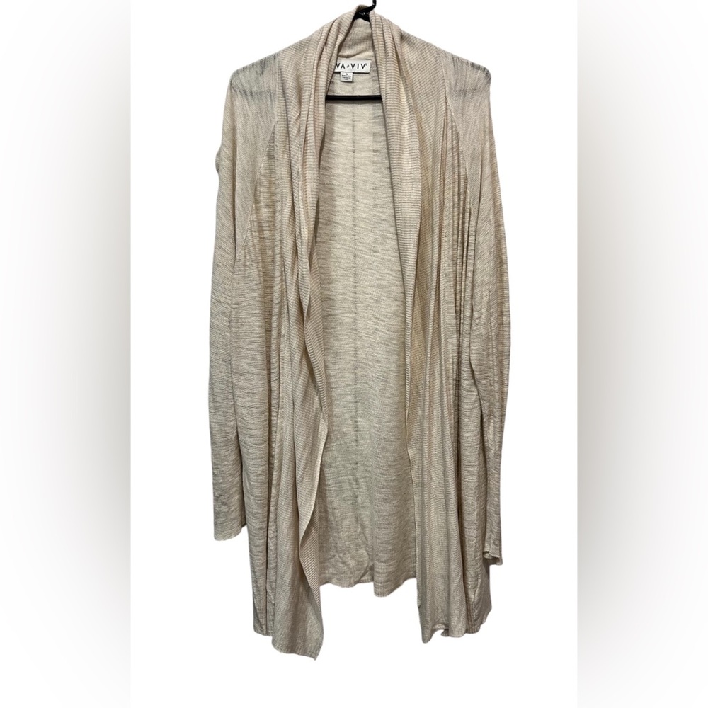 Ava Viv women Cardigan 3X Beige Long Sleeves Open Front